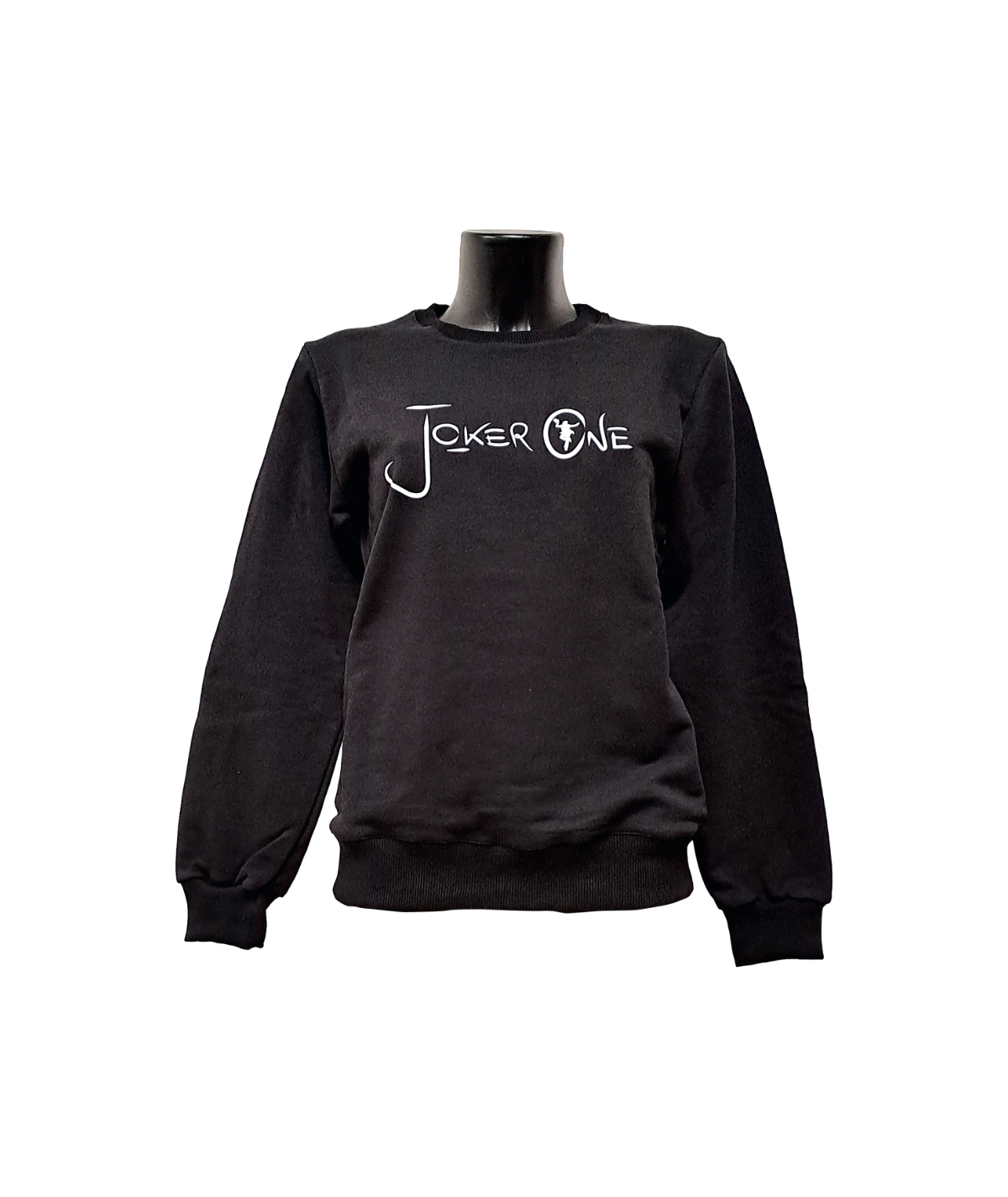 Felpa Nera girocollo donna con logo Joker One bianco