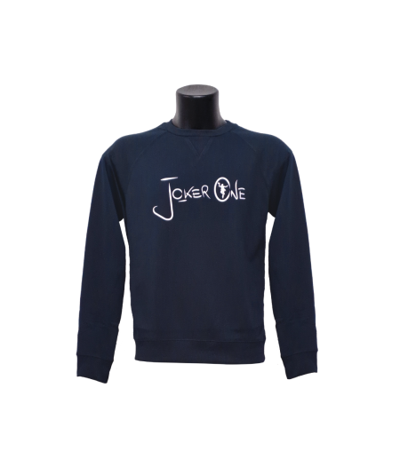 Felpa Blu girocollo uomo con logo Joker One bianco
